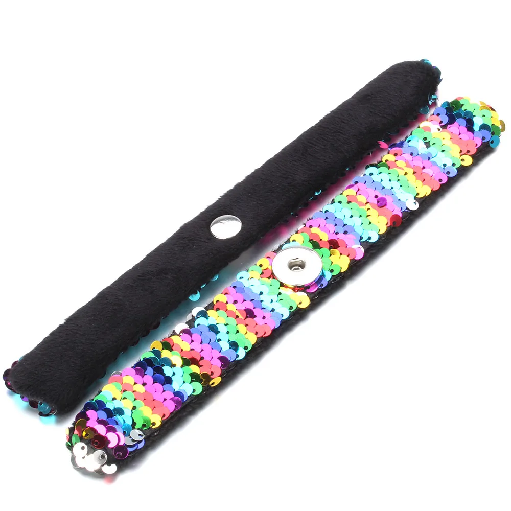 Новейшая оснастка ювелирные изделия 18 мм блестки оснастка Кнопка браслет простые манжеты оснастки браслеты для женщин детей Забавный подарок