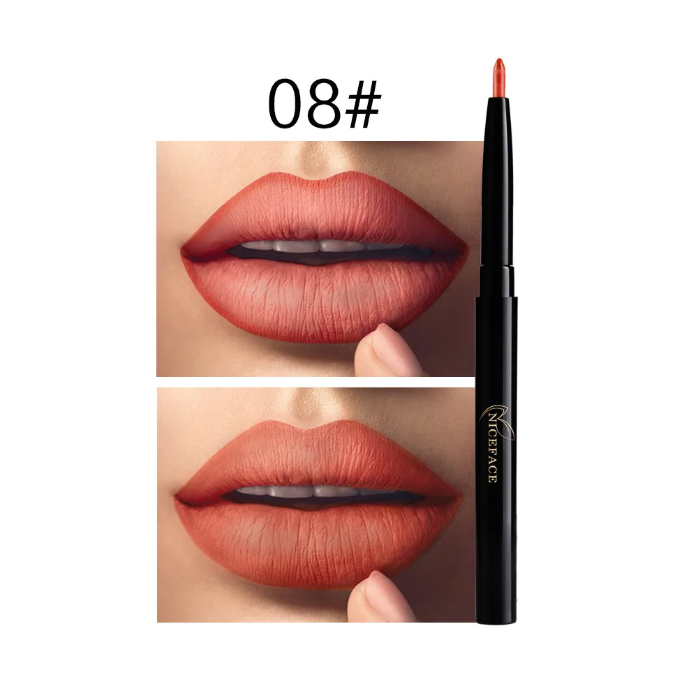 08 Niceface 12 цветов Водостойкий карандаш для губ отделка для губ Макияж стойкий блеск для губ Матовая жидкая помада Автоматическая Labios - Цвет: 08