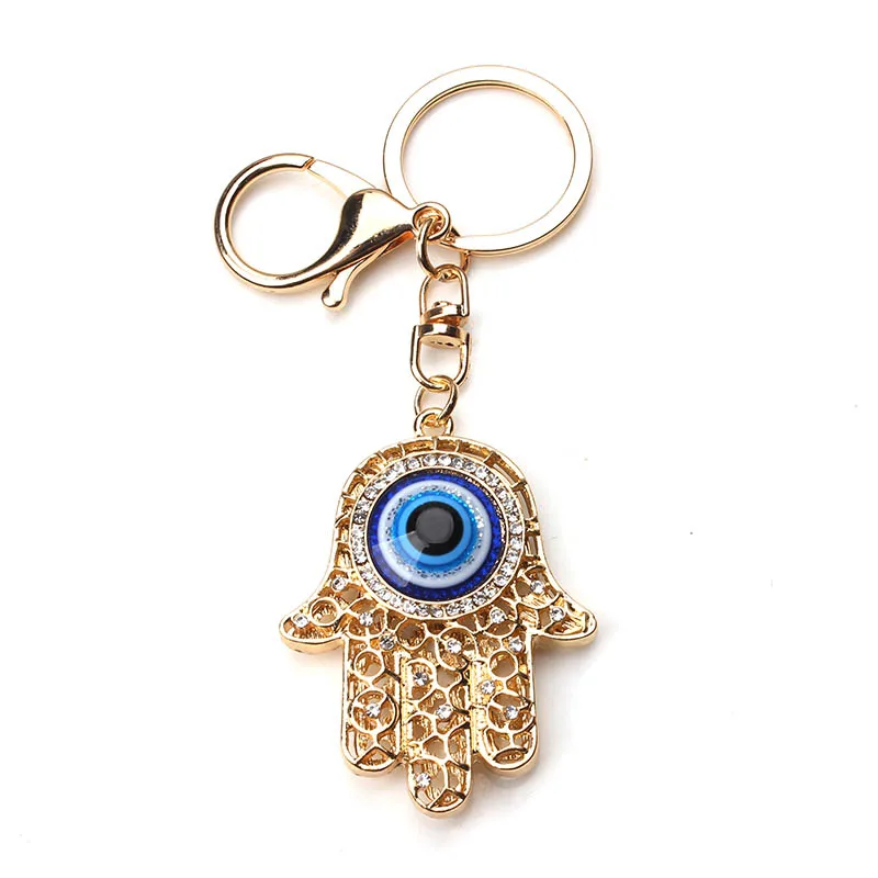 Модное золотистое Открытое кольцо для ключей Hamsa ручная клавиша Турецкий Дурной