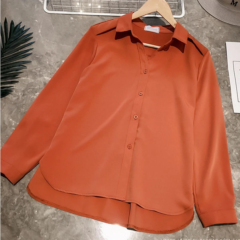 Корейская новая весенняя шифоновая женская блузка с длинными рукавами рубашка
