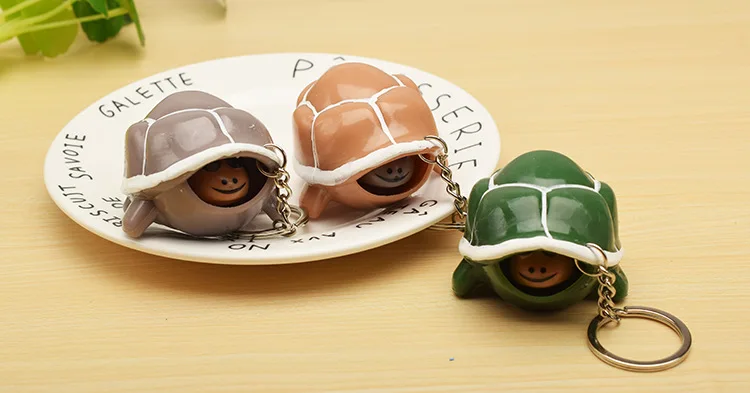 

Squeeze Stress Relieve Toy Keychain Lovely PVC Pop Out Head Turtle keyring Pendant