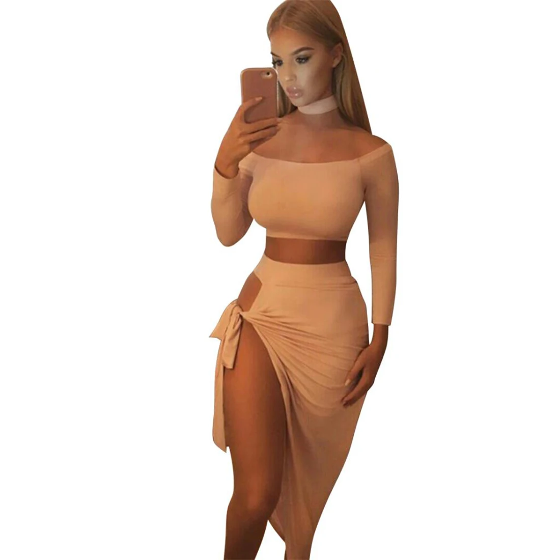 Сексуальный женский комплект из двух предметов с открытыми плечами