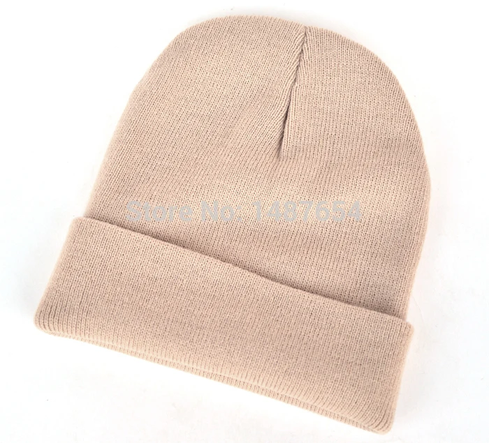 Новинка 2017 зимние шапки Женская облегающая эластичная вязаная шапка карамельных