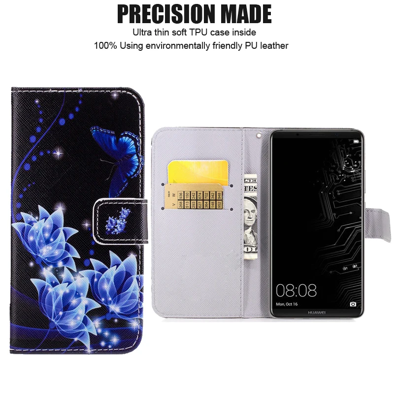 Кожаный чехол-кошелек с подставкой для Huawei p10 Plus lite honor 8 9 6x Enjoy 6S 7 PLUS mate 10 Y5 Y7 Y6 2017 2018