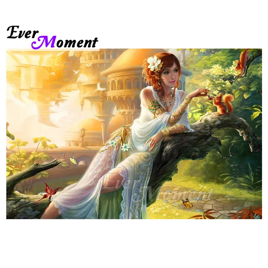 Алмазная картина Ever Moment Женская квадратная в виде замка белки стразы 5D алмазная
