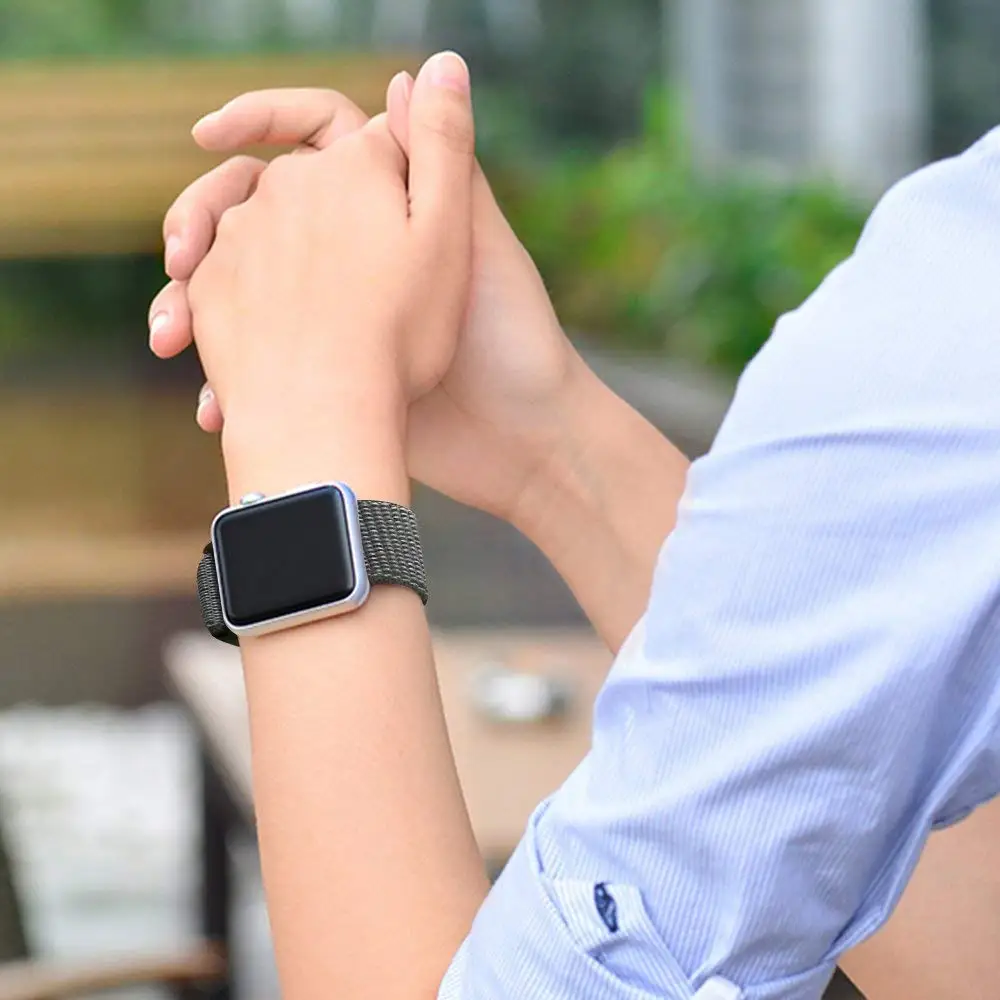 Нейлоновая петля, ремешок для Apple Watch, ремешок 44/42/40/38 мм Спортивная дышащая correa в едином положении во время занятий легкой атлетикой, браслет на запястье для наручных часов Iwatch, 4/3/2/1 аксессуары