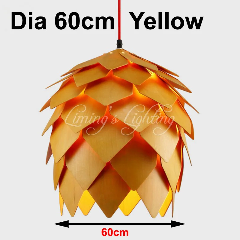 Dia 60cm Orange Современный художественный дубовый деревянный шишка подвесные светильники из дерева Современные светильники для столовой ресторана ретро светильники Светильник - Цвет корпуса: Dia 60cm Orange