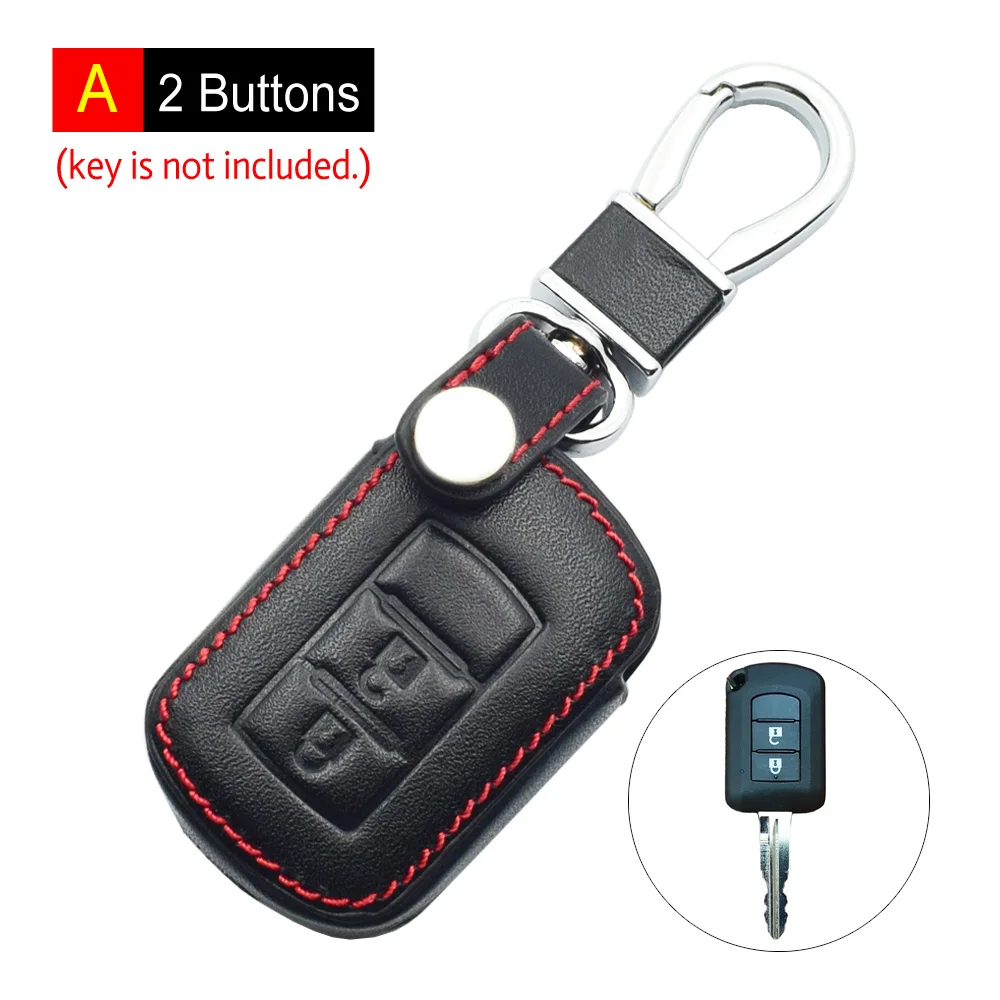 A - 2 Buttons 2/3 кнопки кожаный чехол для ключей автомобиля для Mitsubishi Lancer Outlander Sport RVR Galant Pajero дистанционный брелок крышка сумка для ключей - Название цвета: A - 2 Buttons
