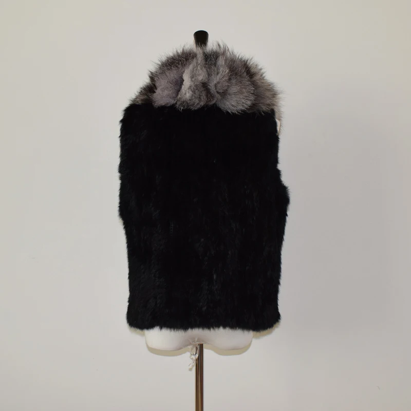 (TopFurMall) женский модный натуральный вязаный жилет из кроличьего меха с воротником
