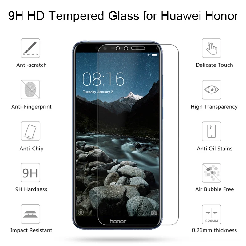 Защитный экран на Huawei Honor протектор экрана из закаленного стекла для Y7 Y5 Y6 Prime Nova 2