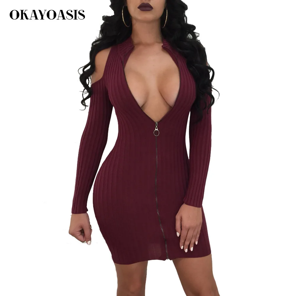 Vestidos 2018 осенние женские платья на молнии с О образным вырезом сексуальное
