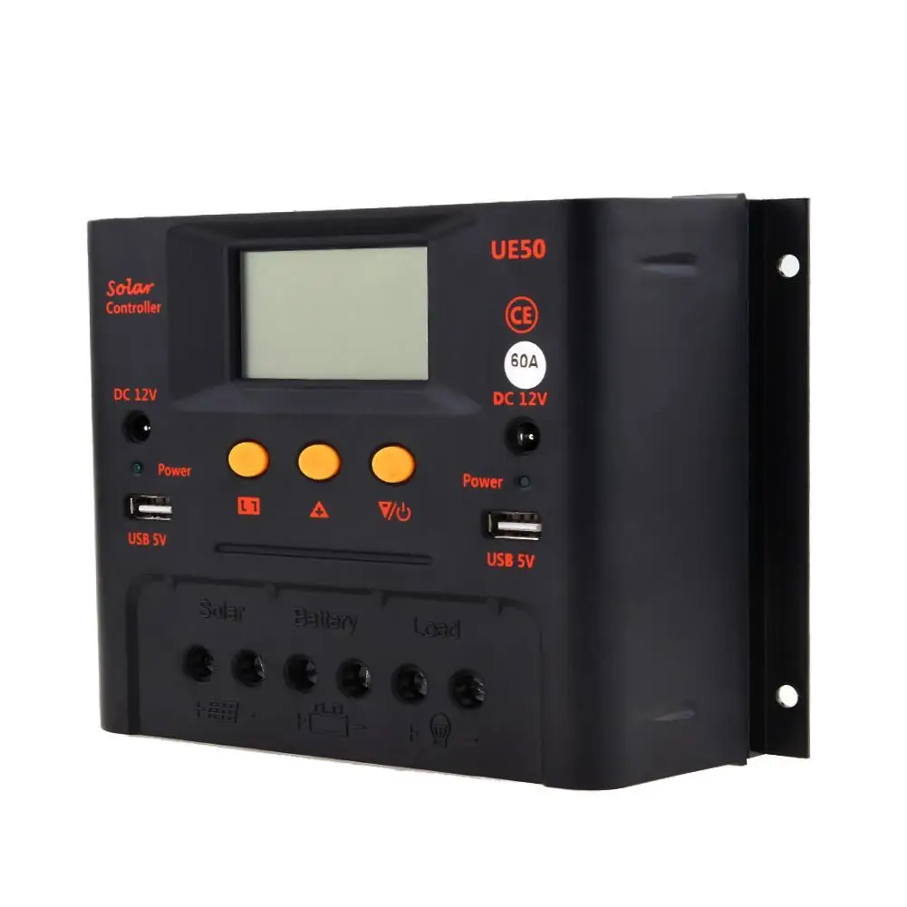 30A/50A/60A Солнечный контроллер 12 В 24 в 48 ЖК-дисплей USB 5 DC солнечная панель регулятор