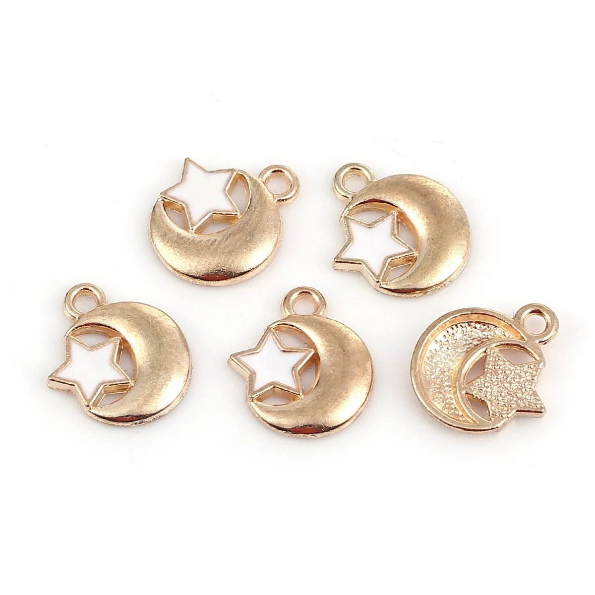 Сплав на основе цинка Galaxy Charms полумесяц золотой цвет белая звезда эмаль 14 мм (4/8