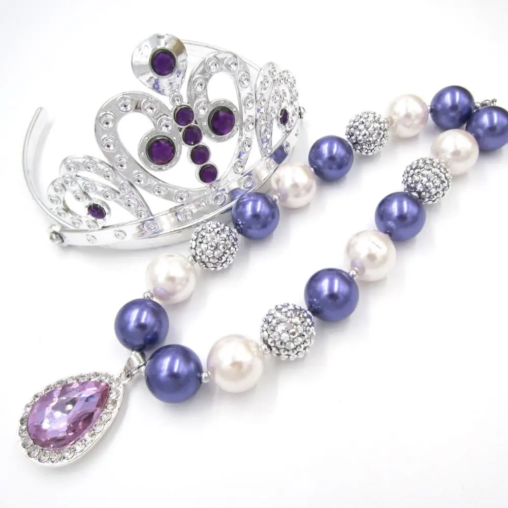 Necklace Crown Дети Девочка Любовь София Первый амулет массивное ожерелье Девочки Младенцы тиара Корона ребенок подарок на день рождения наряды комплект ювелирных изделий - Окраска металла: Necklace Crown