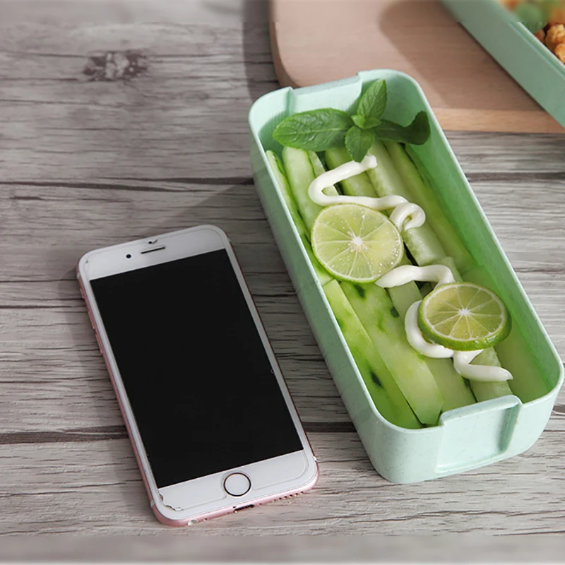 Salad Box Creative Case Lunch Can Food Container Student Bento Three layers Of Dinner Wheat Straw Seal Preservation Cans | Дом и сад