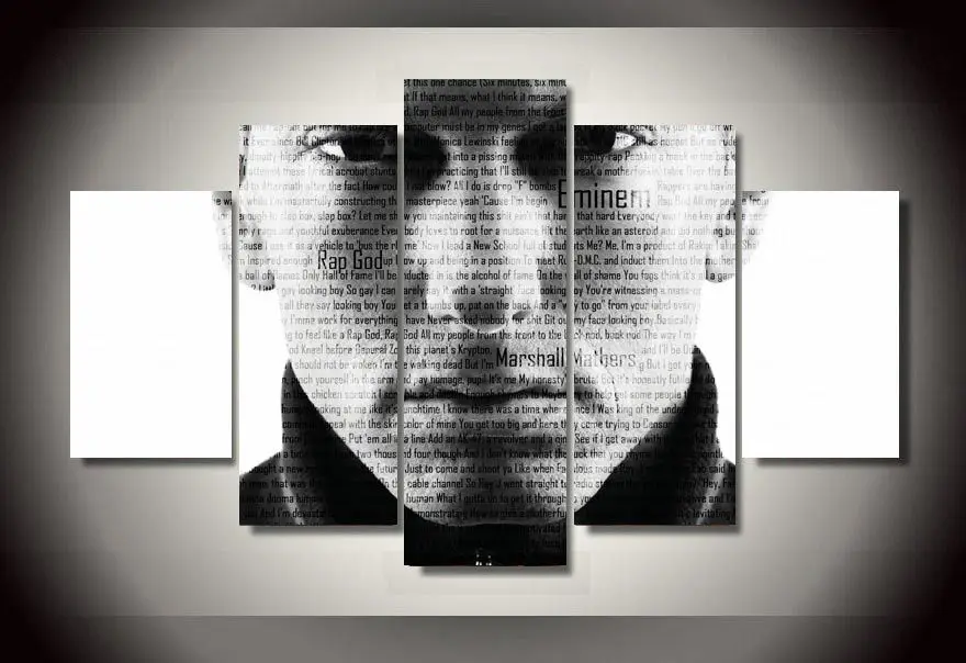 5 piece canvas Eminem rap god Canvas picture painting room decor print poster wall art WD-1462 | Дом и сад