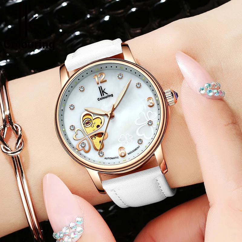 Женские часы IK модные автоматические механические с полым бриллиантом