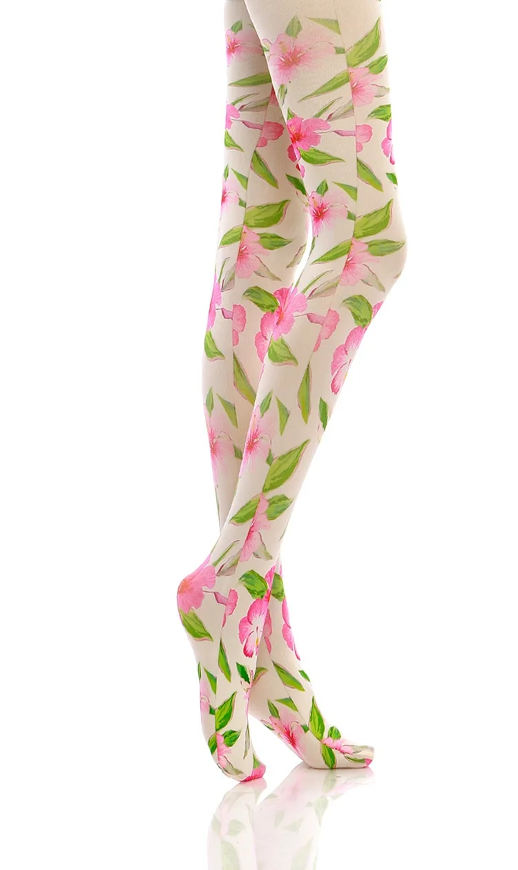 Новинка осени 2018 розовые колготки с цветочным узором носки принтом|socks print|socks
