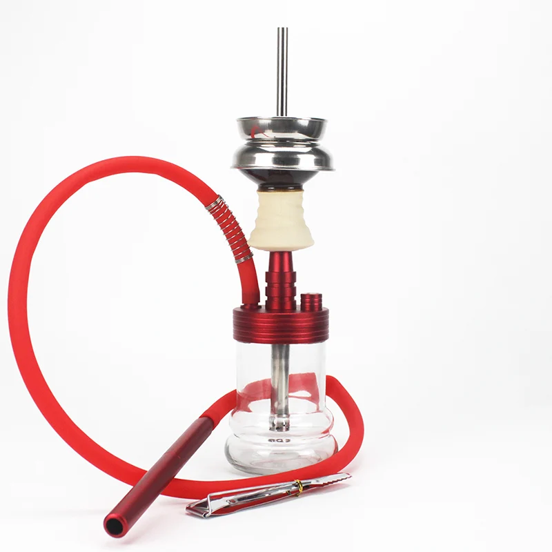 Red Set Портативный набор кальяна с курительной трубой Narguiles Sheesha Chicha стеклянный кальян алюминиевый сплав путешествия кальян SH174 - Цвет: Red Set