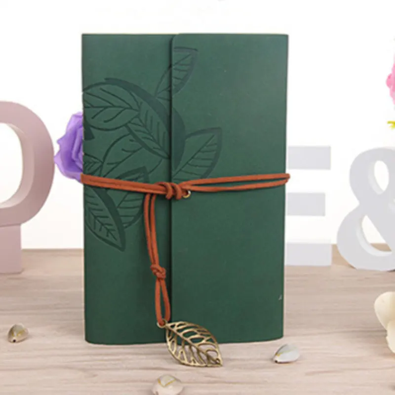 Dark Green Leather Blank Spiral Notebook Diary Notepad Vintage PU Leather Note Book Creative Leather Cover Ring Binder Kraft Paper Notepad - Цвет: Dark Green