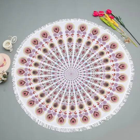 Пляжное одеяло с принтом Пейсли в стиле бохо богемное круглое защитой от песка