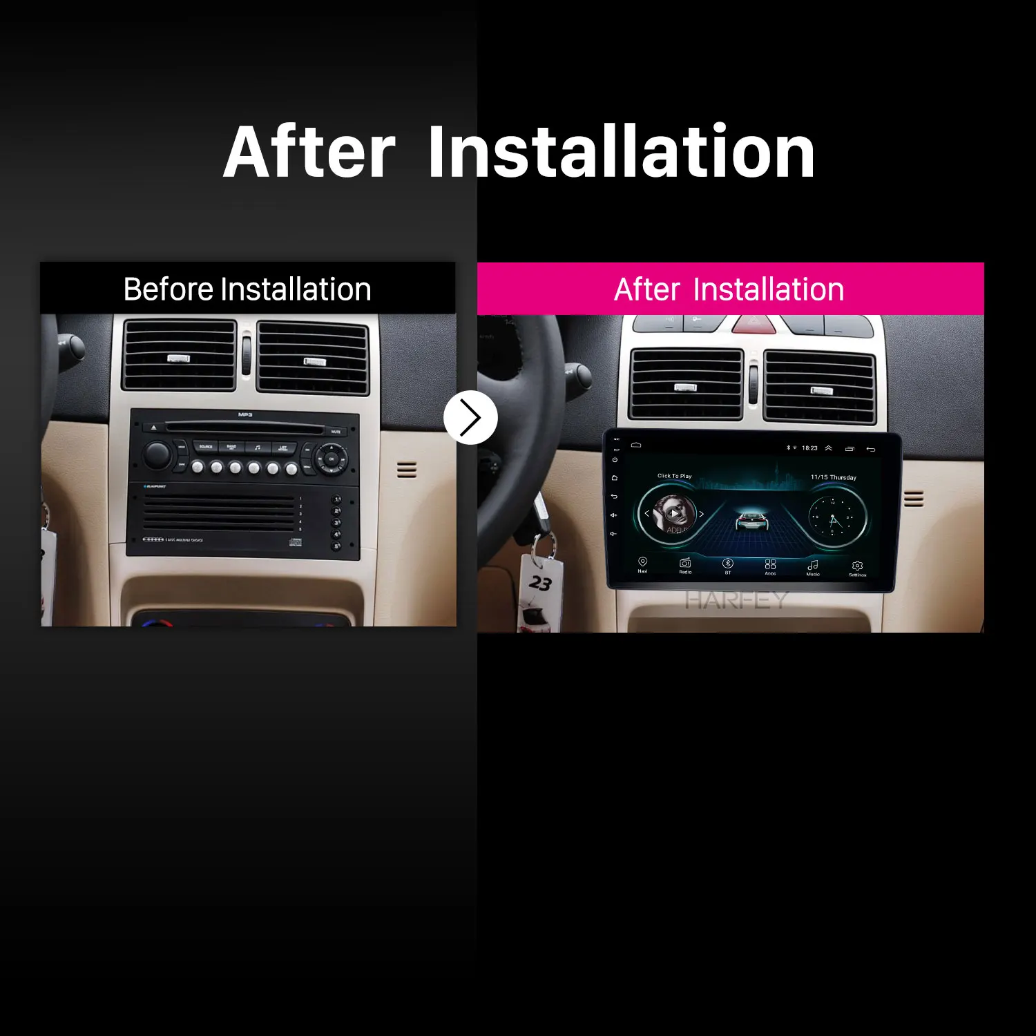 Автомагнитола Harfey 2 din Android 9 1 GPS дюймов для Peugeot 307 2001-2008 Wi-Fi сенсорный экран HD
