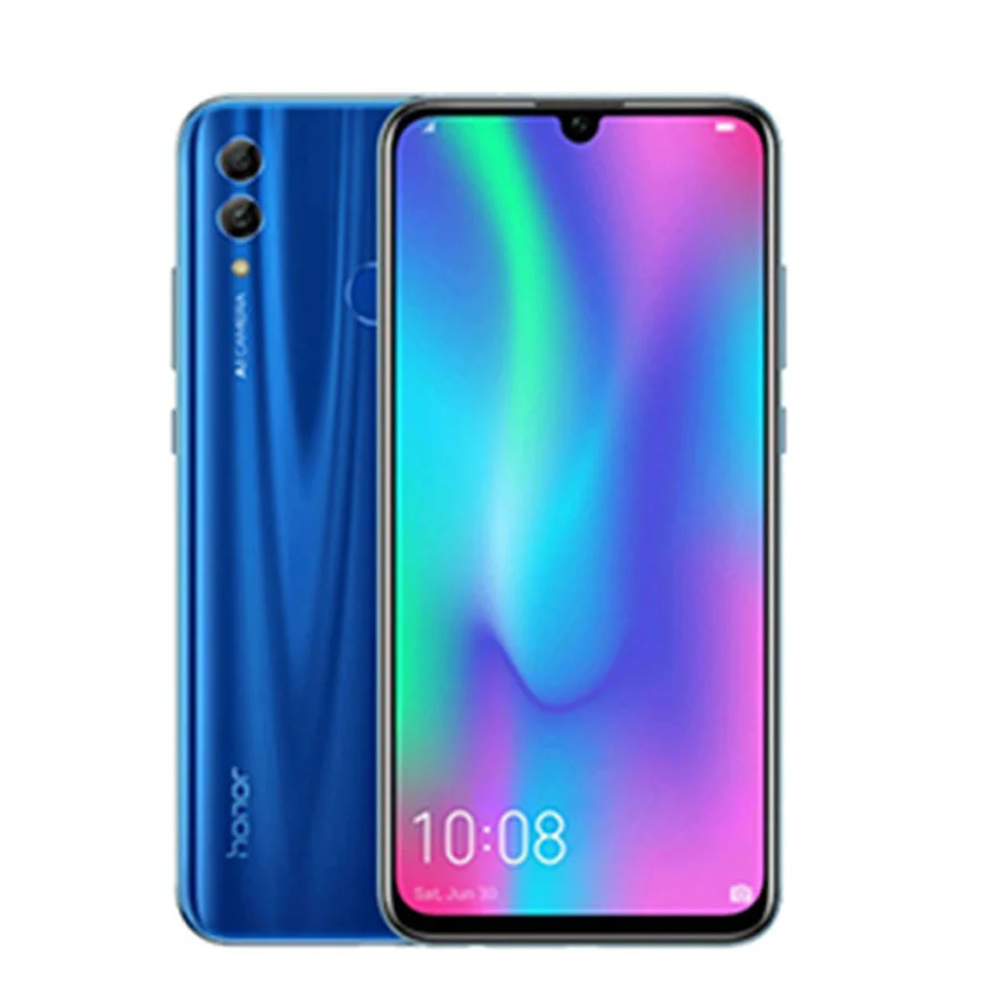 Blue Honor 10 Lite, 4G, Android 9,0, 6,21 дюйма, FHD 2340X1080, двойной шрифт, задняя камера 24 МП, отпечаток пальца, Восьмиядерный мобильный телефон - Цвет: Blue