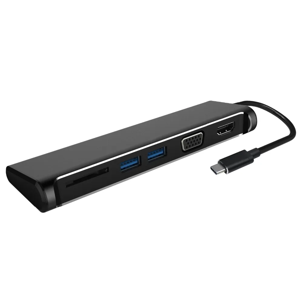JCKEL 5 в 1 USB C Type 3 концентратор к HDMI 4K VGA 1080P с SD кардридером двойной 0 сплиттер адаптер