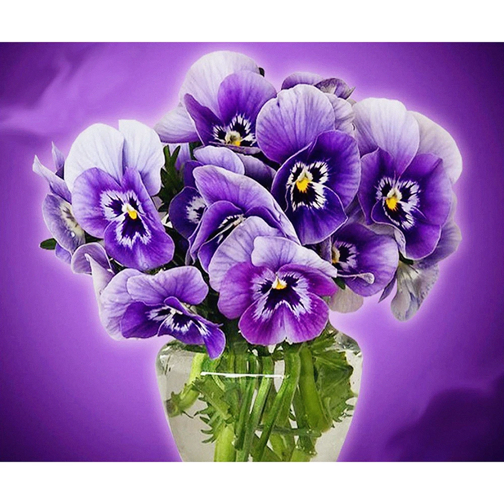 Алмазная 5D Вышивка Pansy с фиолетовым цветком мака полноформатная картина вышивка