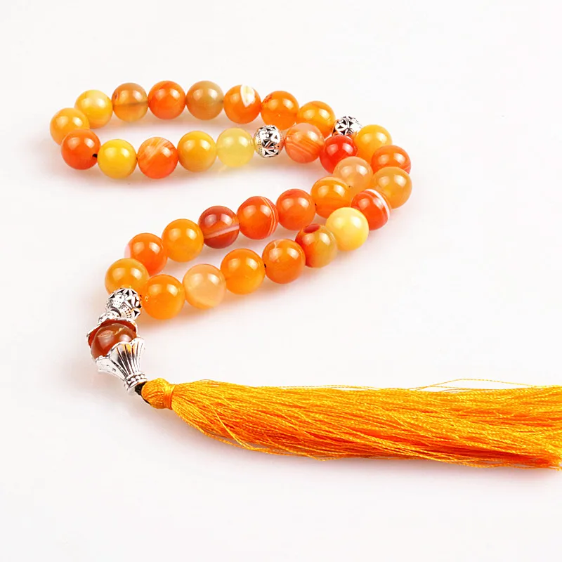10mm stone bead tassel pendant 33 Prayer Beads Islamic Muslim Tasbih Allah Mohammed Rosary for women men | Украшения и аксессуары