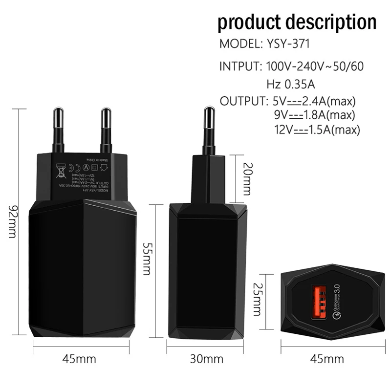 2019 USB QC3.0 быстрое зарядное устройство Micro/Type-c кабель для Samsung S7 Edge Xiaomi Huawei Android