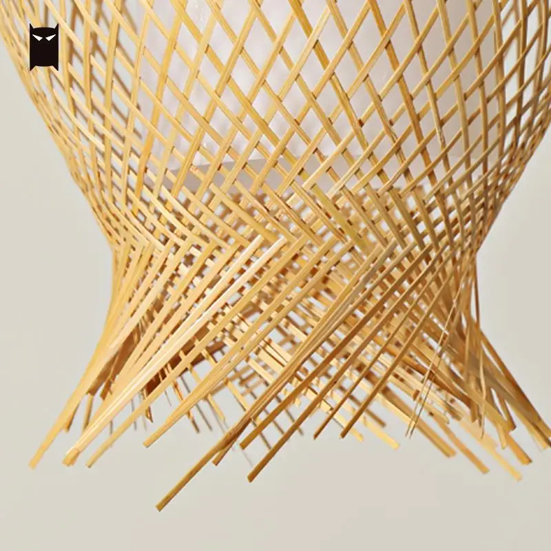 Бамбуковый Плетеный подвесной светильник из ротанга люминесцентный потолочный