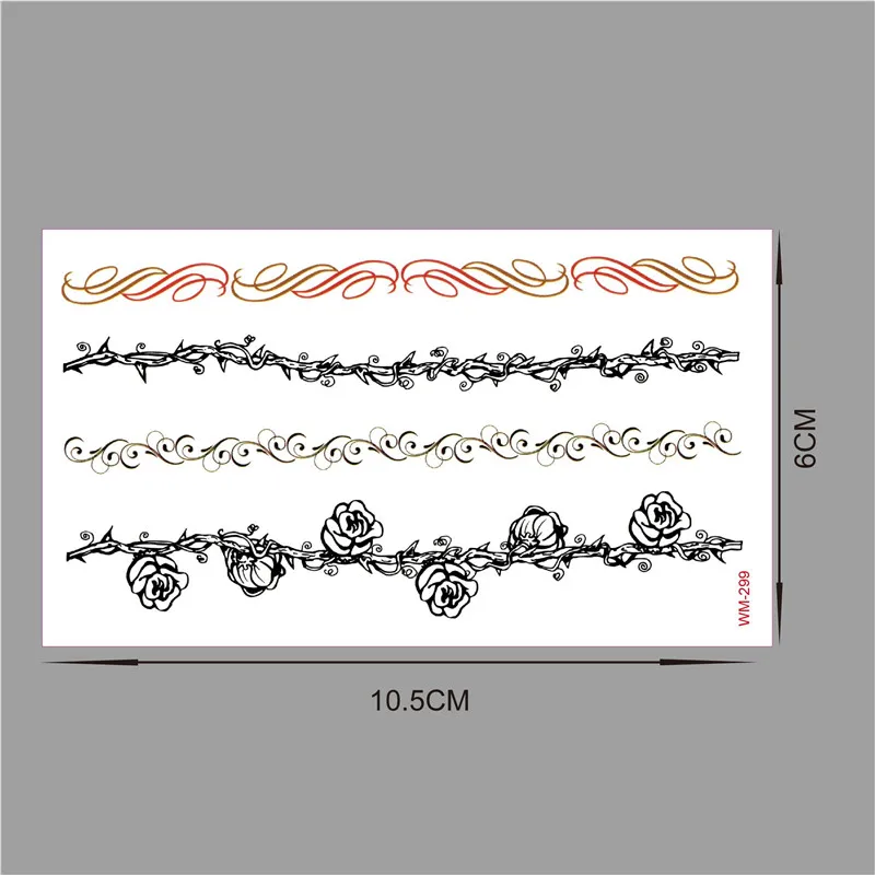 Золотой черный Кружево браслет модные водонепроницаемые временные татуировки