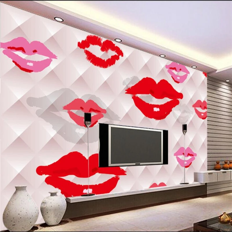 3D абстрактный фон с красным ртом на заказ большие зеленые обои свежем воздухе papel