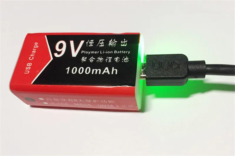1pcs/lot 9V 1000mAh rechargeable lithium battery USB polymer instrument | Электроника
