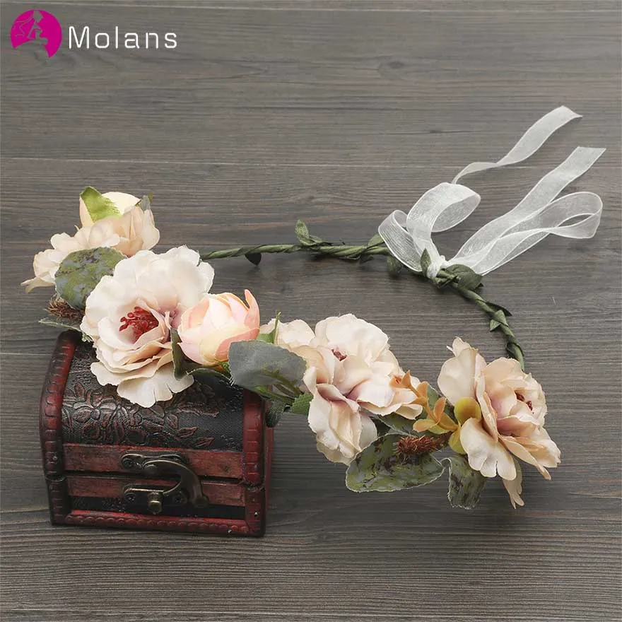 MOLANS Muti-color Простые повязки для волос с цветками для женщин маленькие твердые цветы ручной работы тканевые ленты венок Аксессуары для праздника
