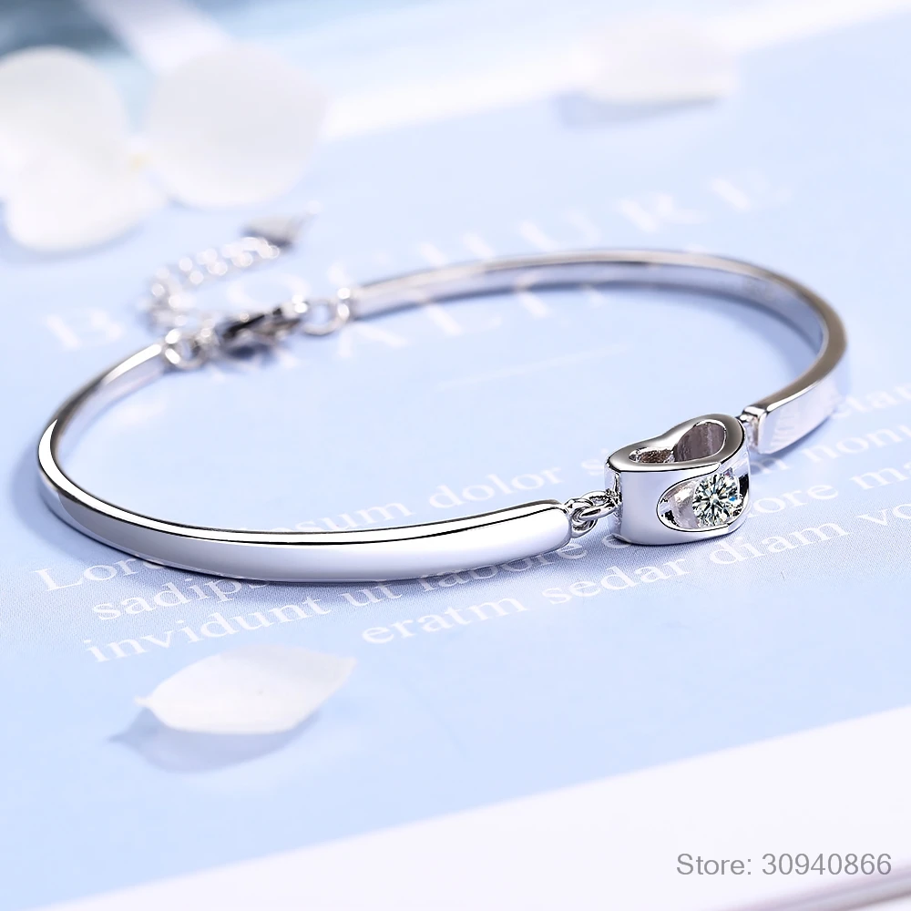 New Hot 925 Sterling Silver Charm Bracelets Trendy Design CZ Cubic Zirconia Stone Best Gift For Women Girls Party Appointment | Украшения и