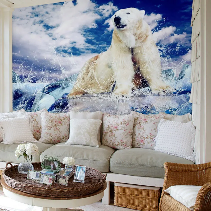 Фотообои beibehang с изображением белого медведя и больших животных настенные