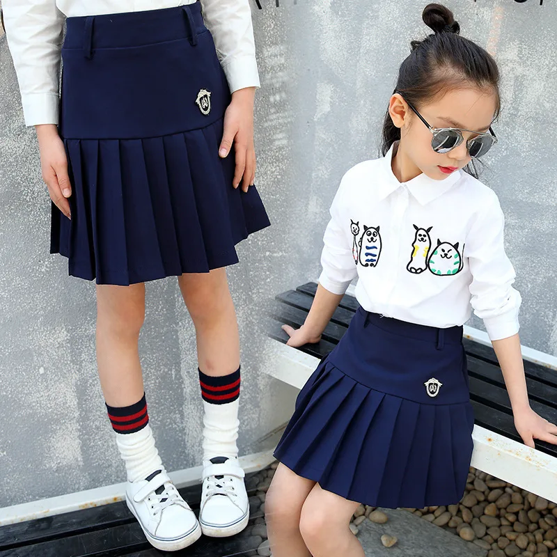 Детская одежда новая весенняя короткая юбка с рисунком для девочек школьная