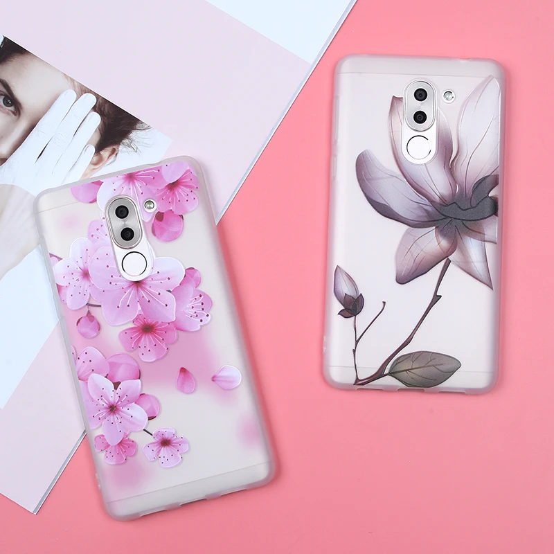 Чехол для Huawei Honor 7X чехол 9 10 Lite 6X P8 P9 P10 P20 Nova 2 Plus 3E рельефный Мягкий ТПУ с цветами |
