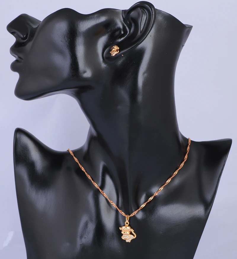 Мода Стиль прекрасная обезьяна форме серьги золотые тона Цепочки и ожерелья