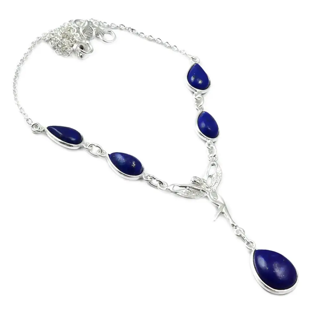 Ожерелье Genunie Lapis Lazuri 925 пробы серебро, 45,5 см, MHBNE0131