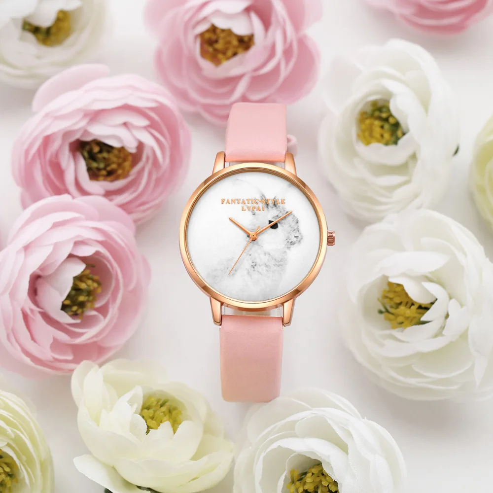 Классические Серебряные Часы Женские Кожаный Кролик Стиль Lvpai Люксовый Бренд