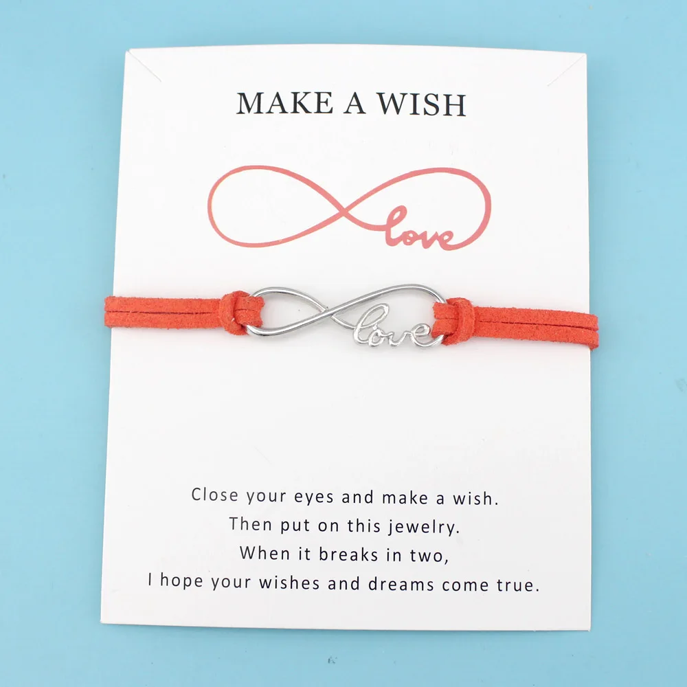 Регулируемые браслеты для подружек невесты с карточкой и надписью Make a Wish |