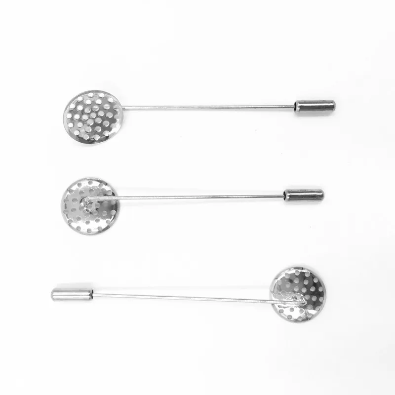 

50Pcs Silver Tone Brooches Round Setting With Holes Fit 16mm Back Pin Crafts Findings 75x4mm