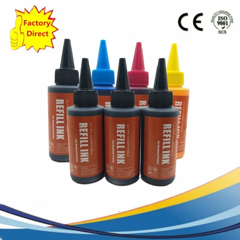 Универсальные высококачественные чернила премиум класса 100 мл для EPSON Stylus Photo R200 R220 R300 R320 R340 RX500 RX600 RX620 RX640 принтер - Цвет: 1SET 3BK 7X100ML