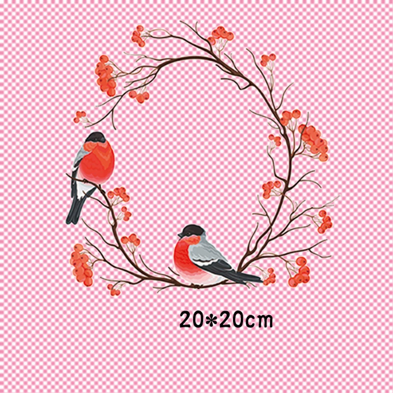 DoreenBeads 20x20 см футболка в китайском стиле с нашивкой виде птицы Thrush пресс наклейка