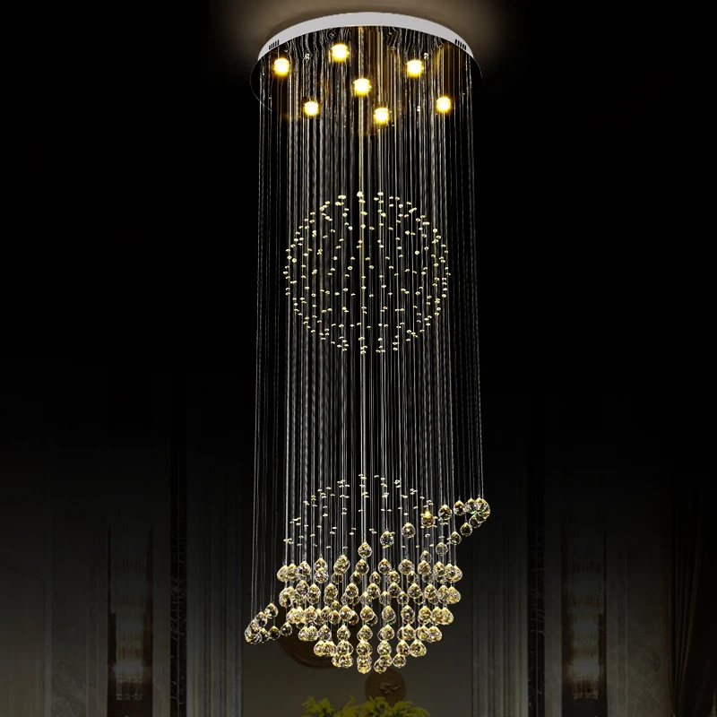 Длинная светодиодная цистальная Люстра для помещений Светильники лестницы