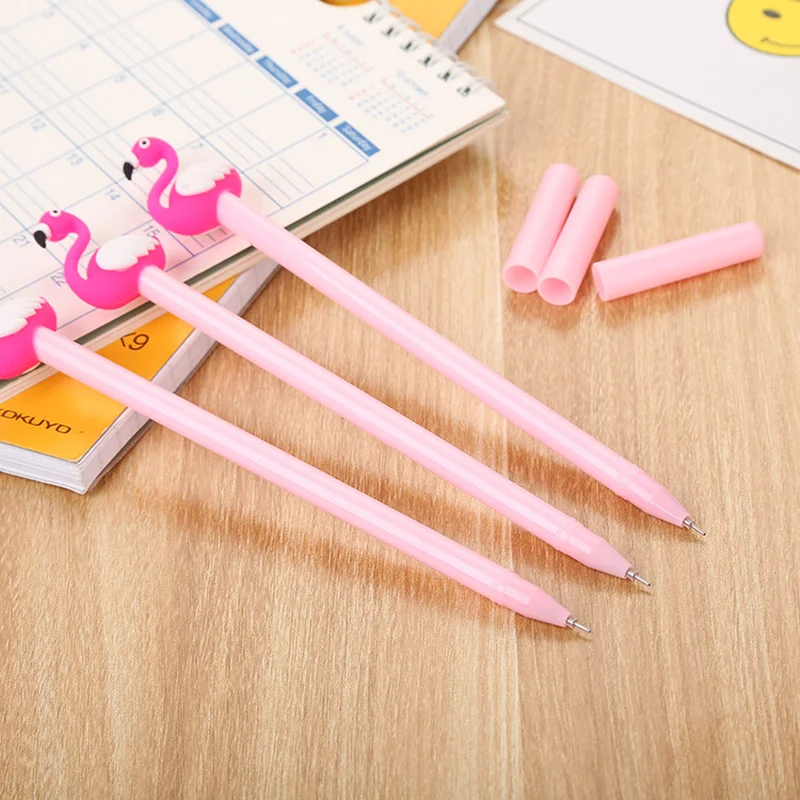 100 Pcs Creative Silicone Head Flamingo Gel  Cartoon Cute Learning Stationery Water Pen kawaii school supplies
