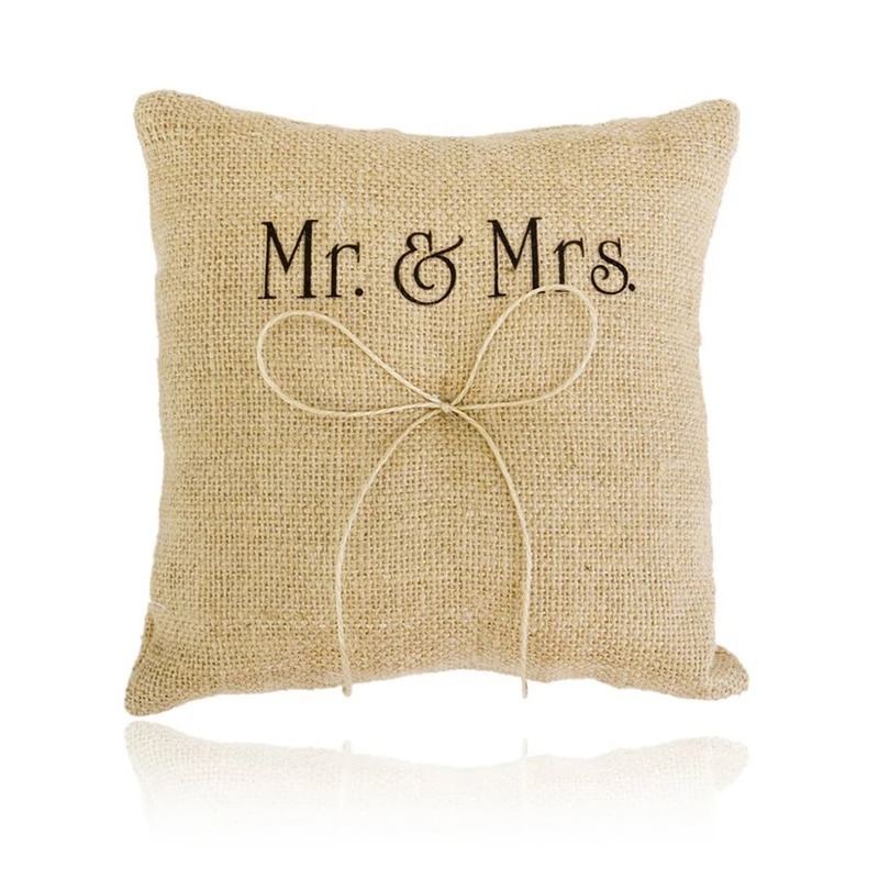 Mr& Mrs джутовый бантик из мешковины, свадебное кольцо, подушка, пляжные тематические подушки, свадебные аксессуары, декоративные принадлежности, новинка